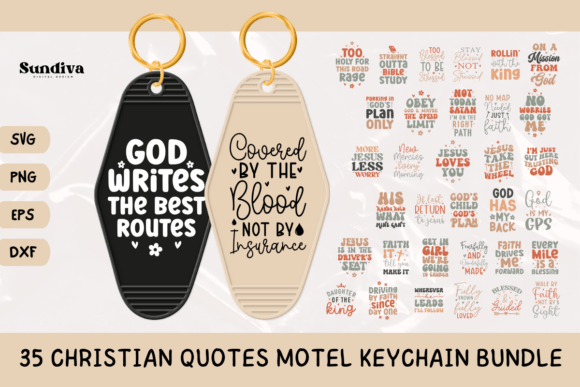35 Christian Quote Motel Keychain Bundle: Graphics for Crafts