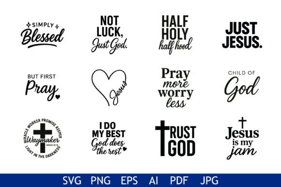 Christian Faith Quote Design Bundle: Graphics for Crafts & Content
