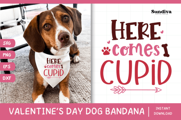 Cute Valentines Day Dog Bandana Quote 14 Graphics