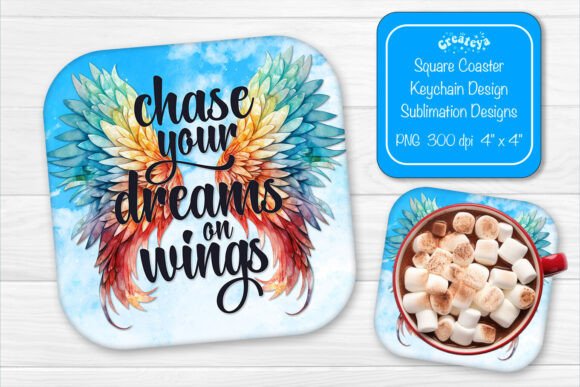 Square Coaster Wing Inspirational Quote: Graphics for Crafts & Content
