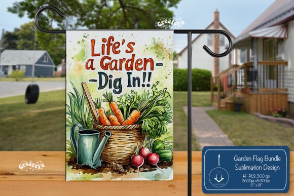Summer Spring Garden Flag PNG Quote: Graphics for Crafts & Branding