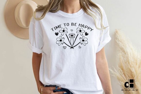 Time to Be Happy-Boho Motivational Quote: Graphics for Crafts Brands